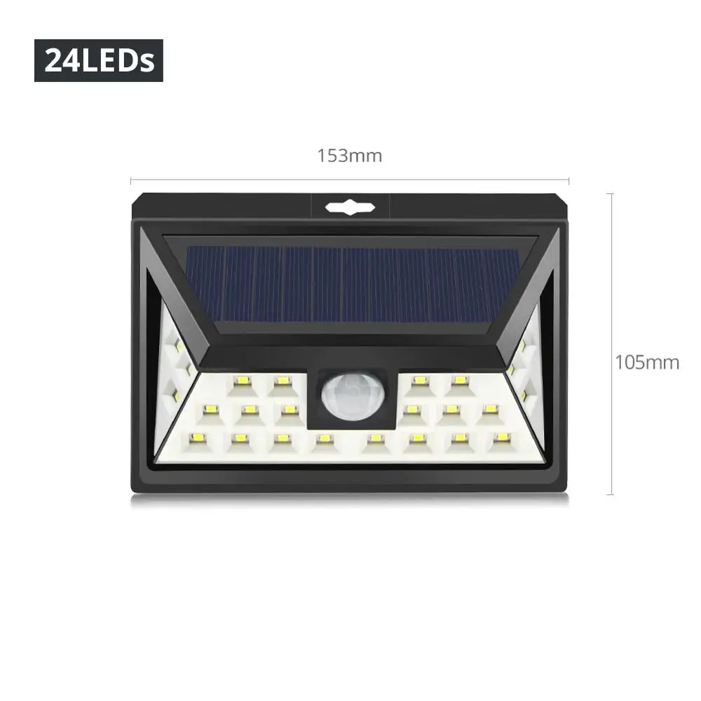 24LEDs Светодиодный солнечный светильник s беспроводной датчик движения Лампа безопасности Открытый водонепроницаемый настенный Точечный светильник s садовый уличный светильник - Испускаемый цвет: 24LEDs