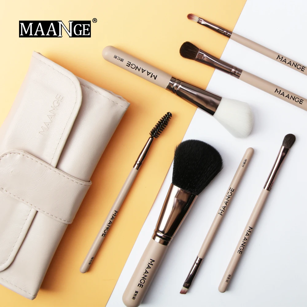 MAANGE 7 Pcs Makeup Brushes Set Eyebrow Eyelash Eyeshadow Blending Powder Blush Brush Cosmetic Make Up Tool Kits Maquiagem | Красота и
