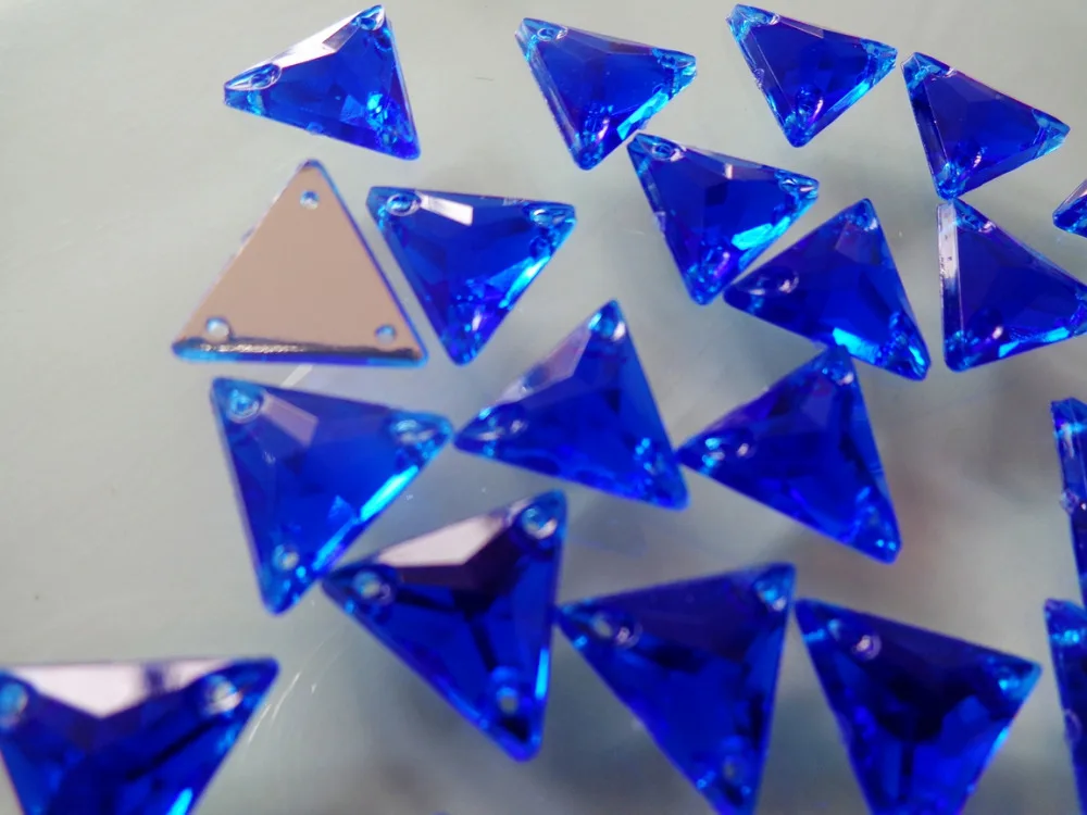 Королевский синий 200 шт 12 мм кристалл треугольной формы пришить камни плоские