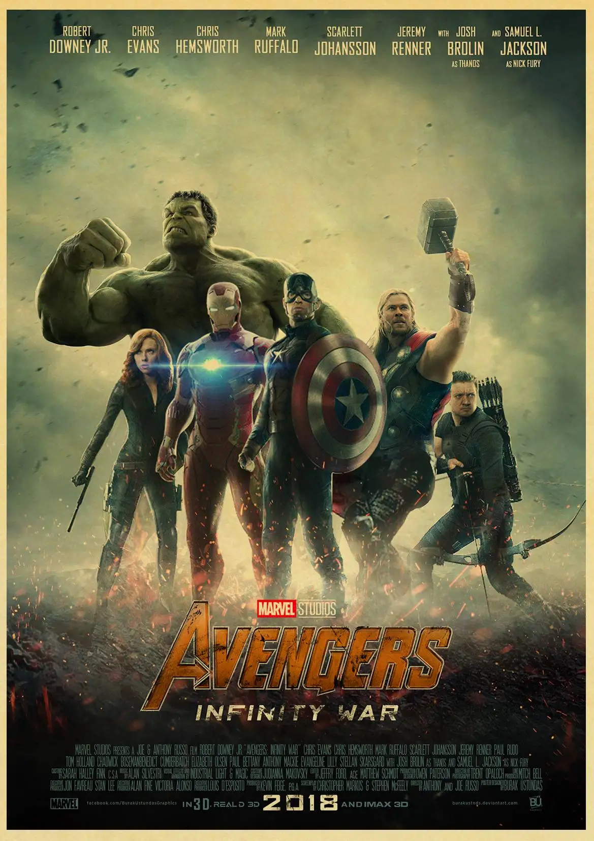 Vinatge фильм Marvel Мстители Бесконечность Войны Плакат крафт-бумага напечатаны ретро постеры с супергероями домашний Декор стены стикеры - Цвет: D126