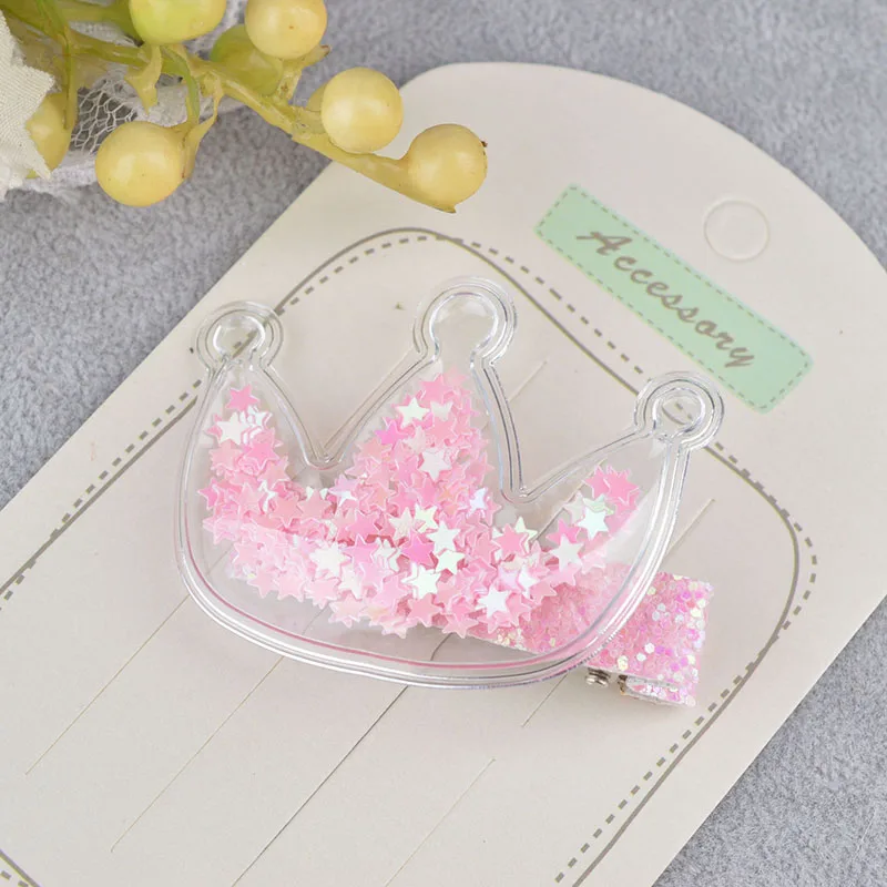 2 Crown Pink Новая корейская детская прозрачная Корона любовь звезды мышь заколки для волос милая девочка имитация шпильки с жемчугом аксессуары для волос - Цвет: 2 Crown Pink