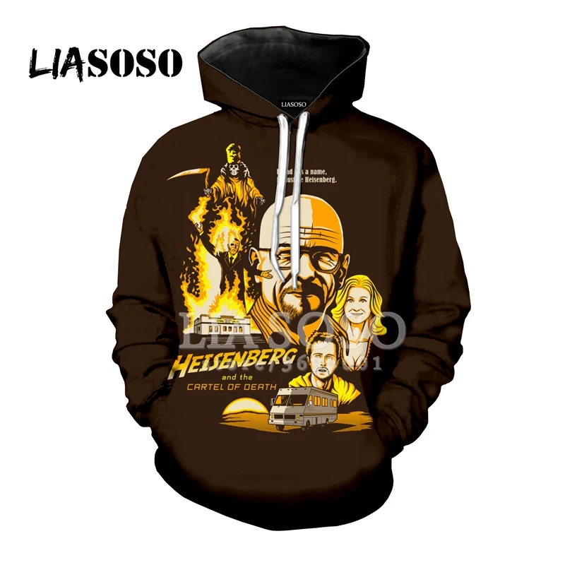 Женские и мужские толстовки с капюшоном LIASOSO 3D принтом из фильма Break Bad Heisenberg Chicken