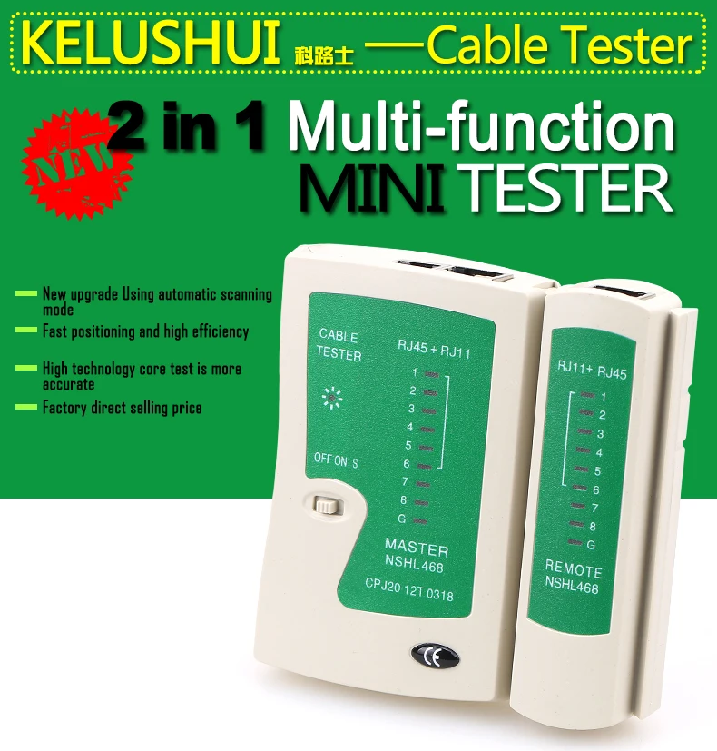 KELUSHI NSHL468 RJ11 RJ45 сетевой Кабельный тестер телефонных линий многофункциональный с высоким качеством