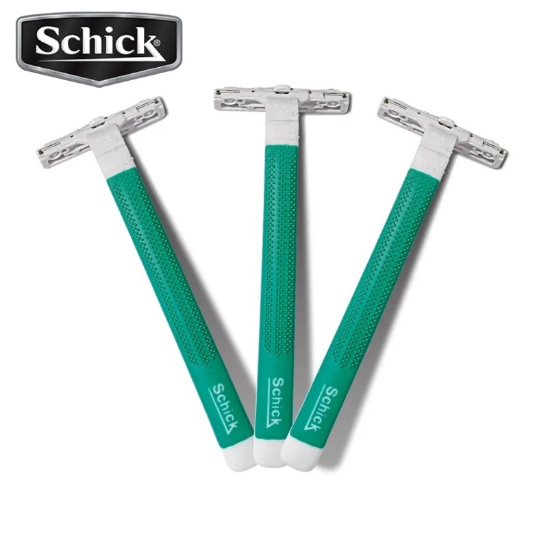 10 бритв/Лот,, SCHICK Exacta, 2 чувствительных одноразовых ручных бритвы для мужчин, набор витамина е для путешествий и отелей