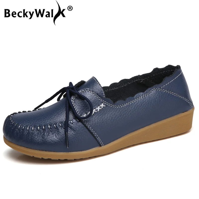 BeckyWalk/весенние женские лоферы; женская обувь из натуральной кожи на плоской подошве; прогулочная Обувь На Шнуровке; женские туфли-оксфорды на плоской подошве для женщин; WSH2708