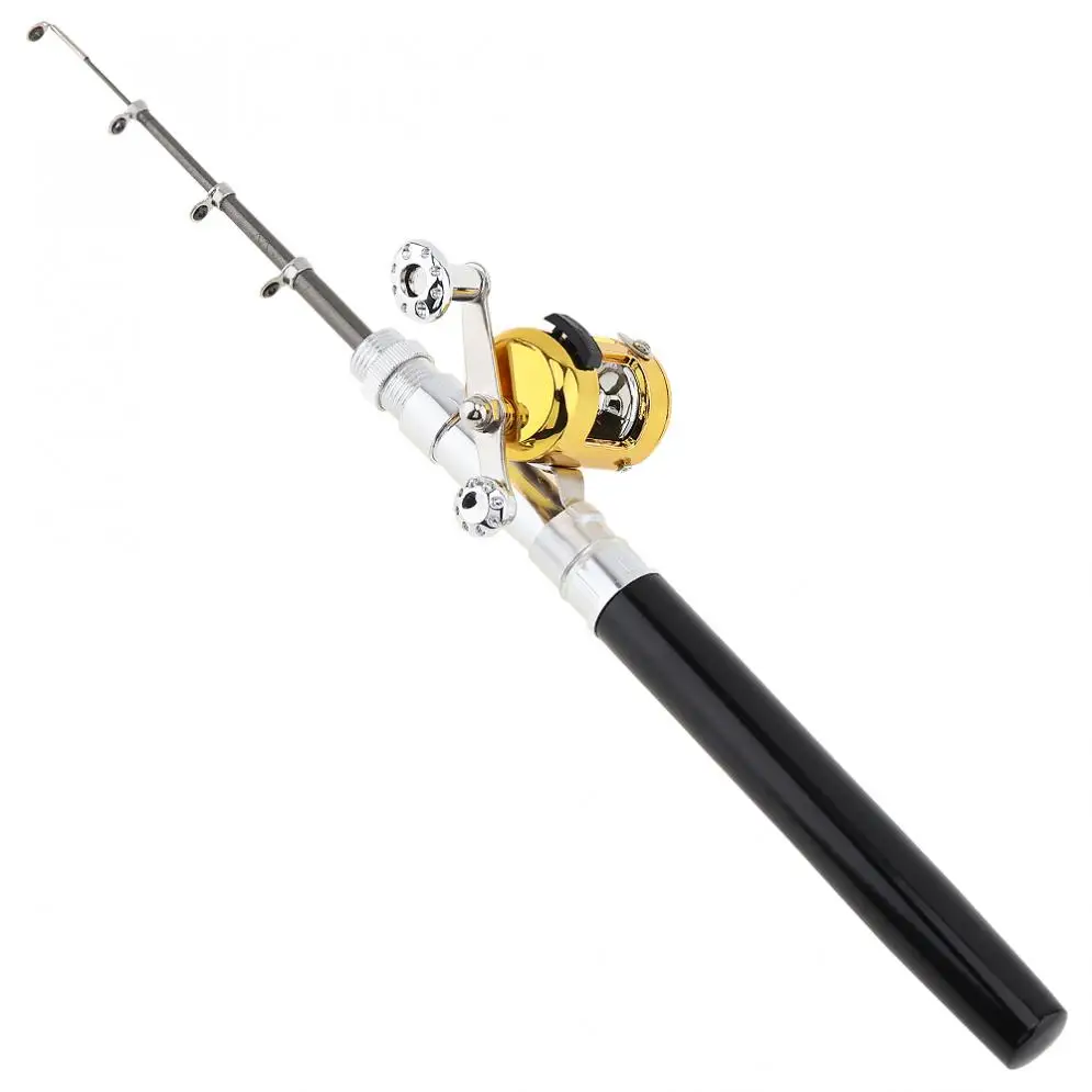 

Sale Portable Telescopic 1m Mini Fishing Rod Aluminum Alloy Pen Shape Fishing Pole with Fishing Reel