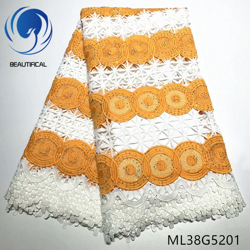 

BEAUTIFICAL Guipure Lace Fabric Embroidery 2019 African Water Soluble Fabrics Cord Lace 5 Yards/Lot ML38G52