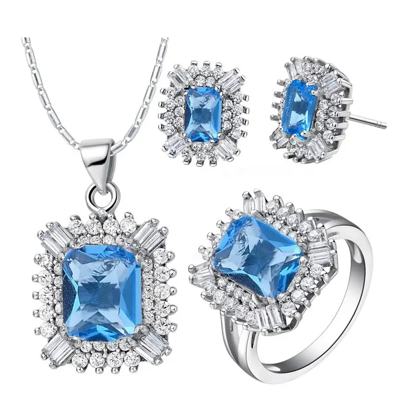 2017 Акционная цена классические комплекты ожерелье кольца серьги белое золото Colou