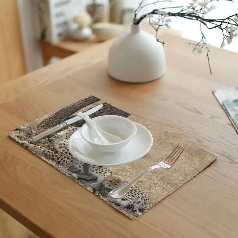 7 32X42 салфетки хлопок белье Африканский животный узор салфетки De Table Tissu обеденный стол для всей семьи кухонные материалы для ресторанов и отелей - Цвет: 7