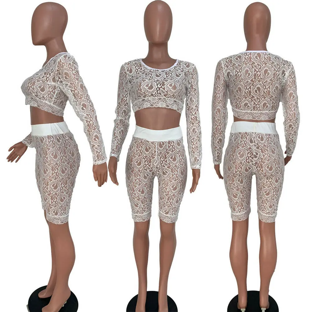 Комплект из 2 предметов: кружевная женская блузка с цветочным принтом и глубоким