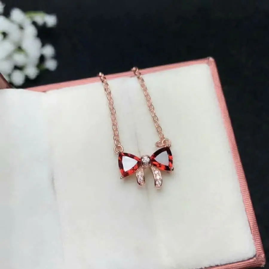 

SHILOVEM 925 silver srerling real natural garnet pendants send necklace classic wholesale Fine women gift new 6*6 bz0606999ags