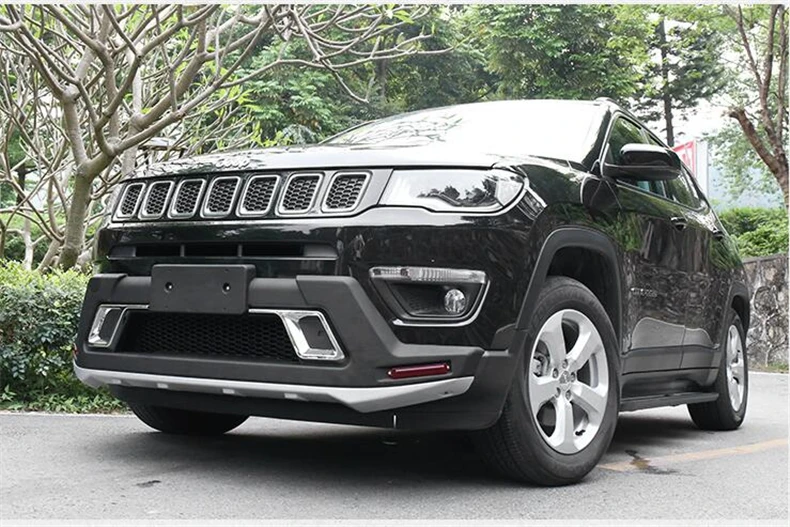 JIOYNG подходит для Jeep Compass- спереди+ задний бампер диффузор бамперы для губ протектор гвардии опорная плита ABS 2 шт