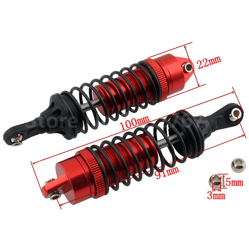 2 шт. RC Автозапчасти алюминиевый сплав передний амортизатор 100 мм для 1/10