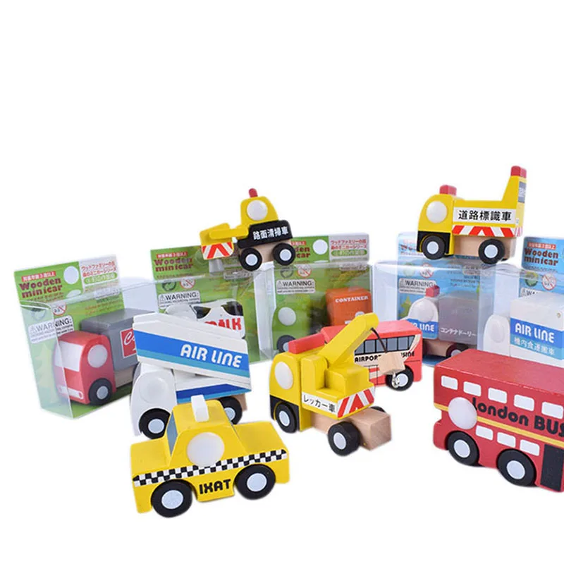 Colorful Wooden Baby Car Engineering Model Twelve Sets Of School Bus Cognitive Educational Toys | Игрушки и хобби