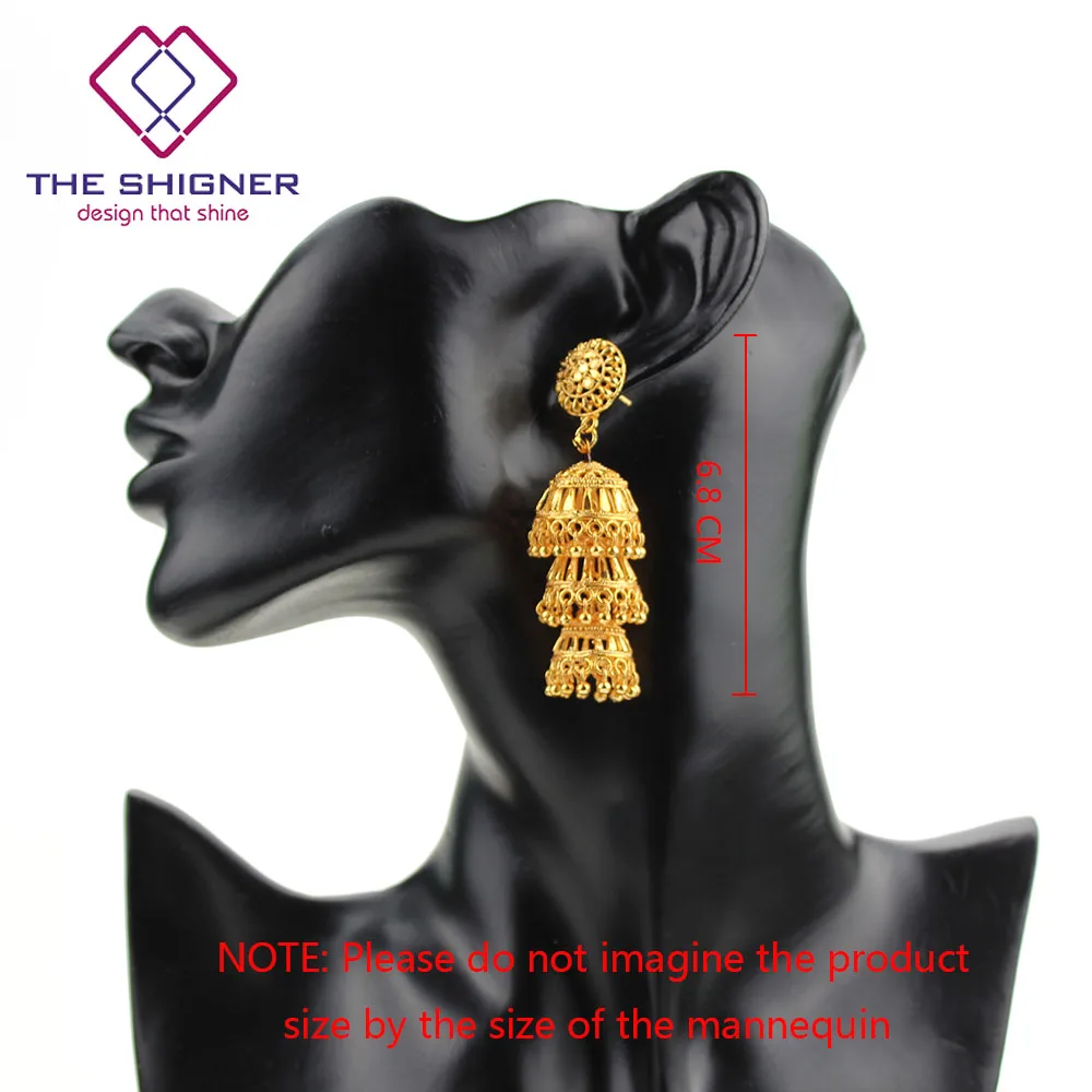 THE SHIGNER античный этнический Индийский Золотой птичья клетка Jhumka Jhumki серьги индийские классические племенные традиционные висячие серьги ювелирные изделия