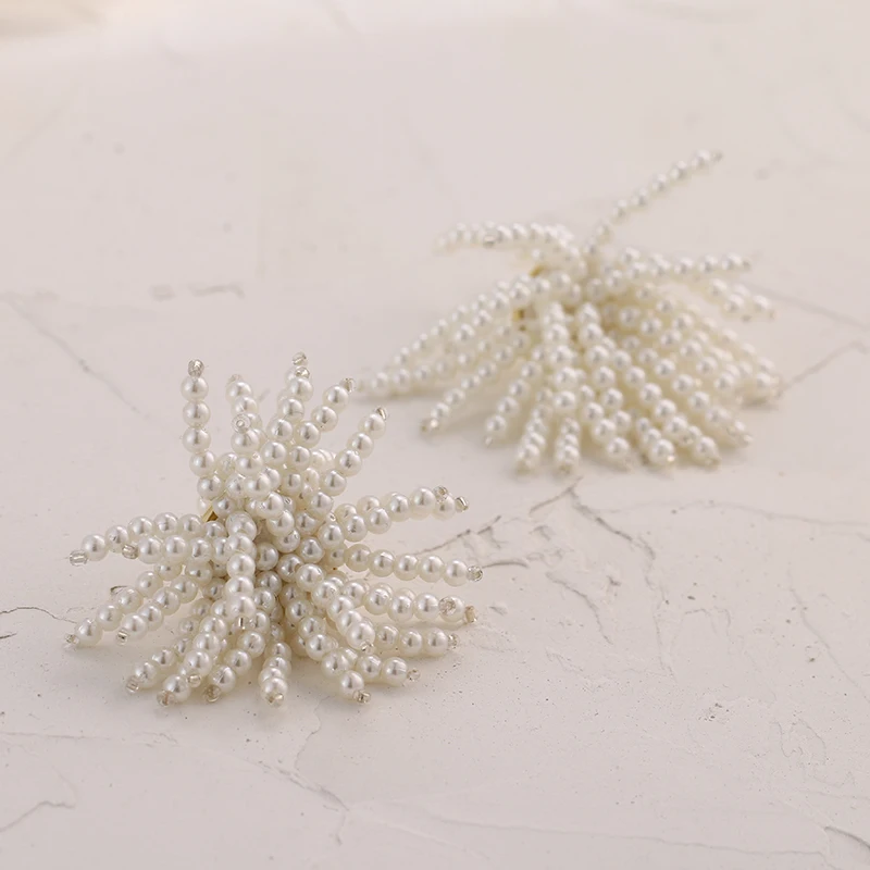 YMYW Korean Romantic Imitation Pearl Luxury Handmade Tassel Charm Personalize Flowers Stud Earrings Oorbellen 2019 for Women | Украшения и