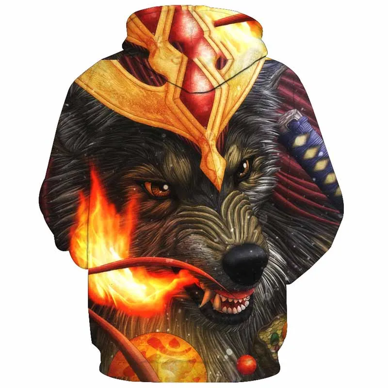 

Cloudstyle 2021 New 3D Men Hoodies Sweatshirts Fire Wolf Crown Double Side Print Fashion Spring Thin Pullover Tops Plus Size 5XL