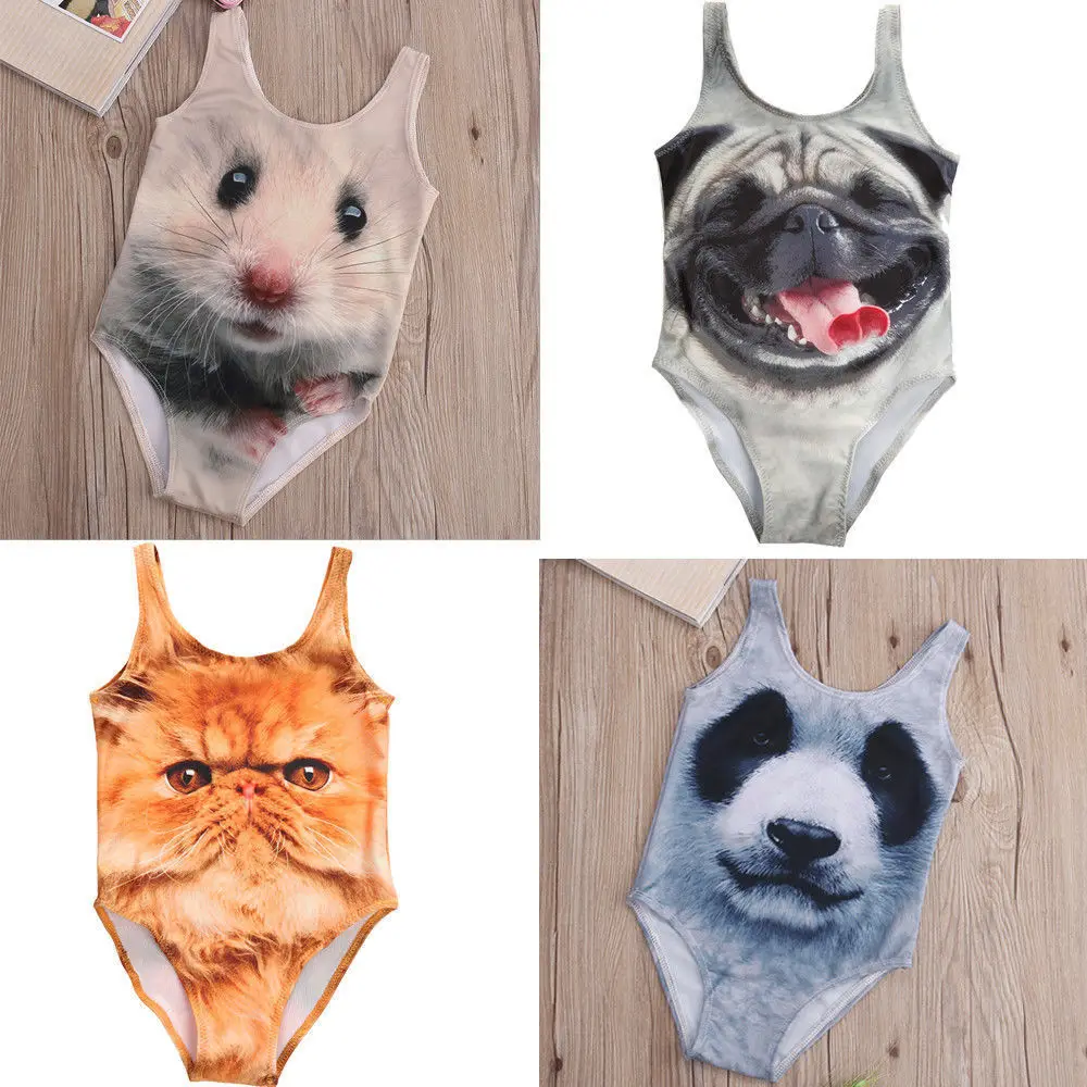 4 стиля цельный купальный костюм с объемными рисунками животных детский