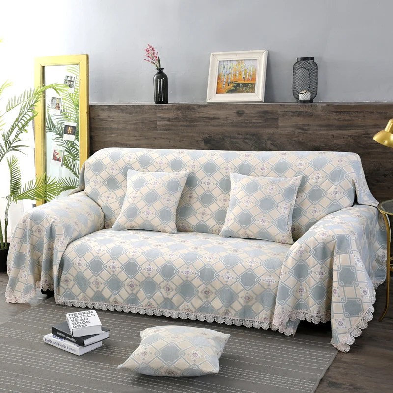 Fyjafon Sofa Cover Chenille Dustproof Sofa Cover Printed Couch Covers Multi-size Slipcover