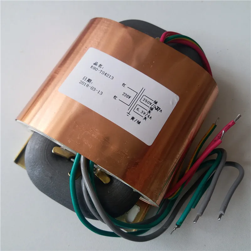 250AC 0.27A+ 6,3 V 4A R сердечника трансформатора 100VA R80 пользовательские трансформатор 220V вход с медный щит выход для Мощность усилитель