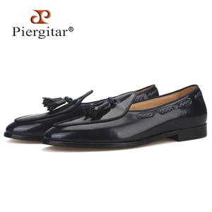 Piergitar2021 два Цвета ручной работы Для Мужчин's Лоферы итальянский дизайн, из телячьей кожи, мокасины в бельгийском стиле и сумочка в комплекте Ленточки размера плюс