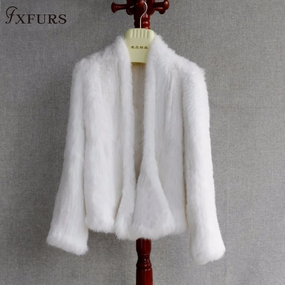 white FXFURS натуральный мех кролика пальто модные меховые куртки зимняя теплая верхняя одежда кролика меховой кардиган женский стиль - Цвет: white
