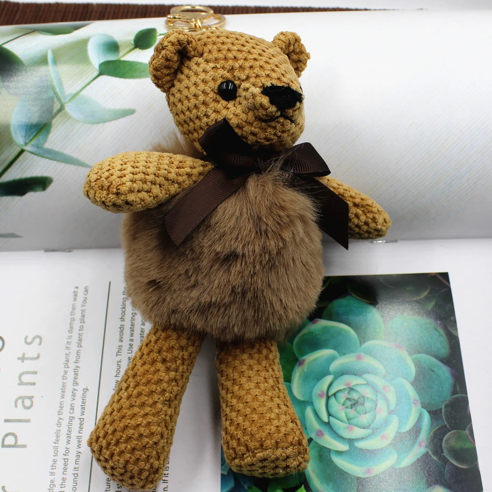 Милый 18 см брелок biger Bear, брелок с помпоном, брелок для ключей, шерстяной автомобильный брелок, аксессуары для ключей