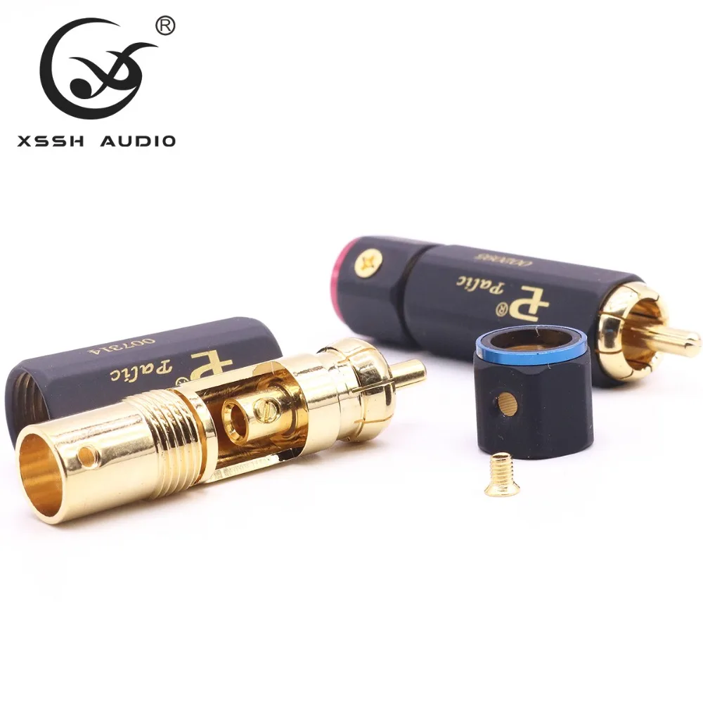 Banhado a Ouro Tomada de Áudio Jack para 4 Pces Yivo Hi-end Alta Fidelidade Não-soldagem Ródio Bronze 62% Cobre 9mm Macho Rca Conector Cabo 8