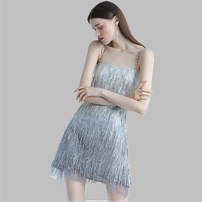 Picture color HAMALIEL, Роскошные вечерние платья для пожилых, летнее платье для подиума, женское платье с прозрачными кисточками, Сексуальное Тонкое Сетчатое платье на бретельках - Цвет: Picture color