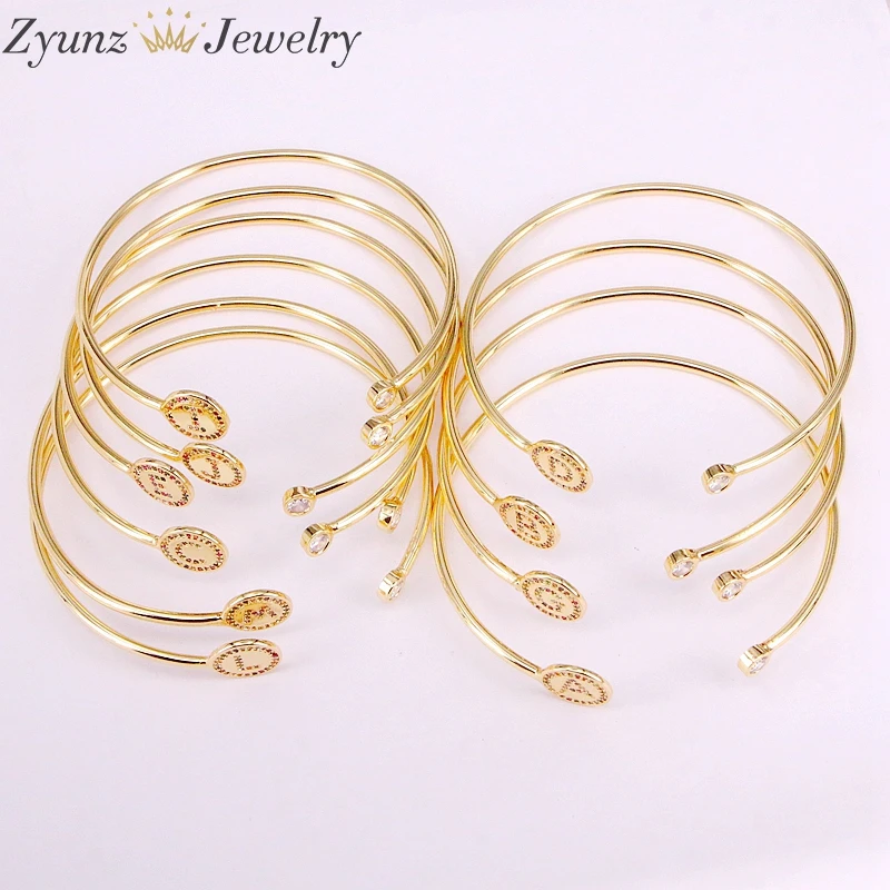 6 шт. позолоченные разноцветные браслеты-манжеты с буквами | Украшения и