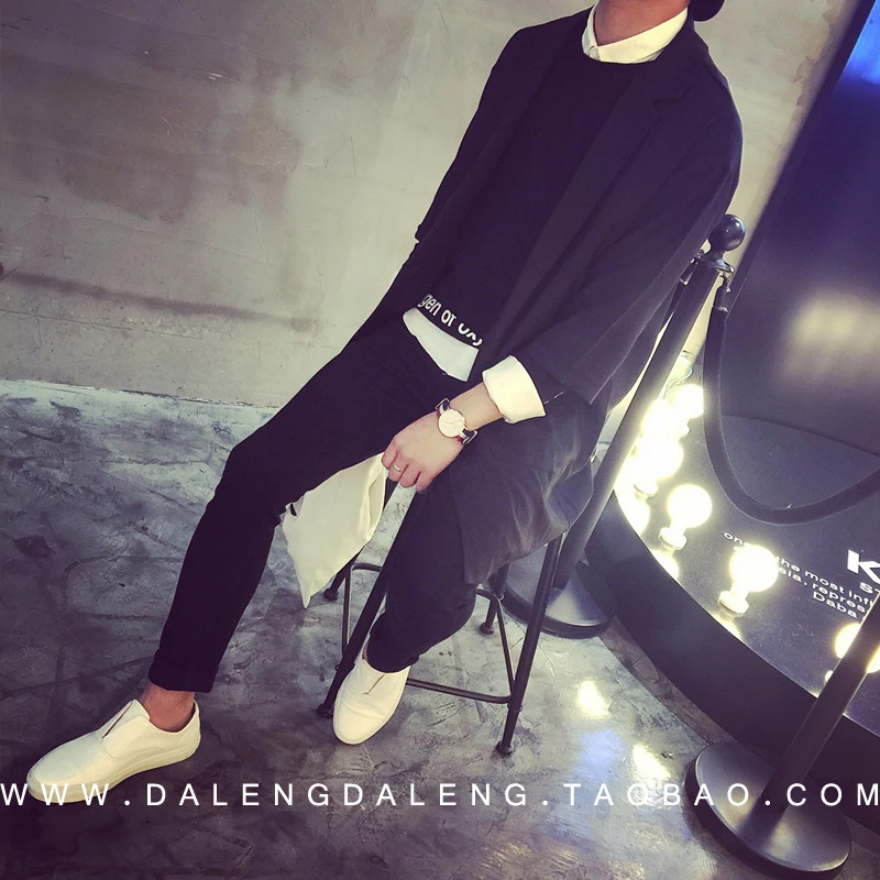 2016 мужская одежда весной чистых любителей в длинный участок Южная Корея костюм