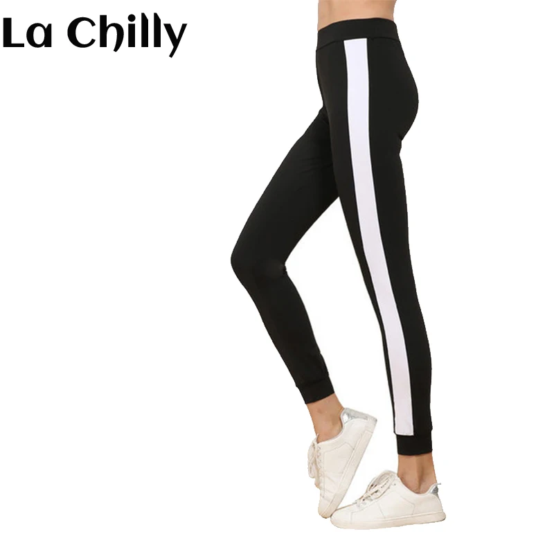 Skinny Leggings For Women Sexy Ladies Fashion Black White Patchwork Workout Trousers Girl 3014 Plus Size S M L XL | Женская одежда