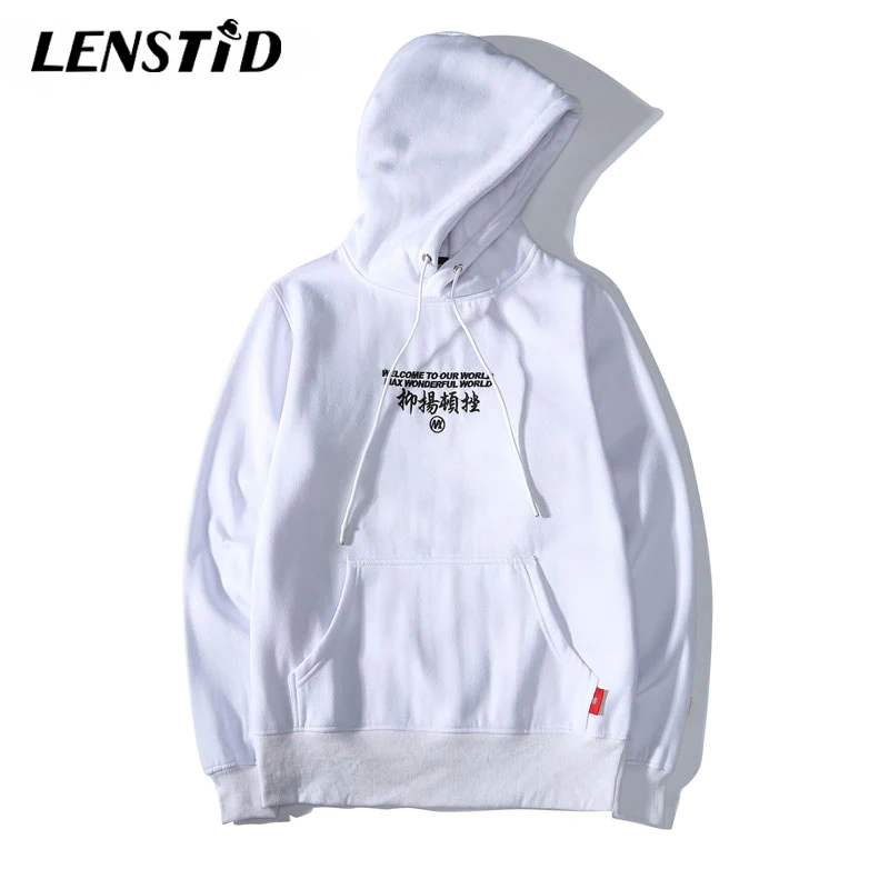 LENSTID High Street вышивка японский журавль пуловер толстовки для мужчин 2019 Весна Осень