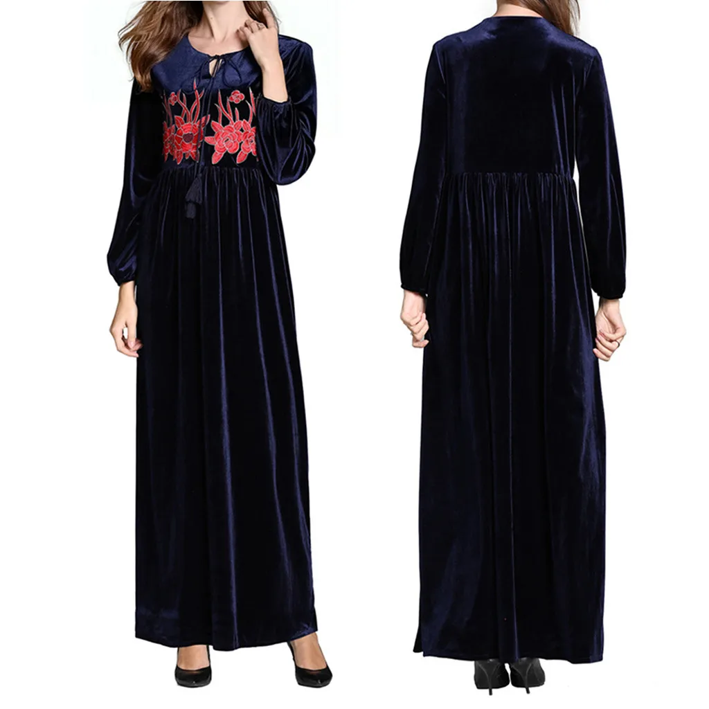 Большие размеры Vestidos 2019 Abaya Дубай Бангладеш винтажное мусульманское платье труба