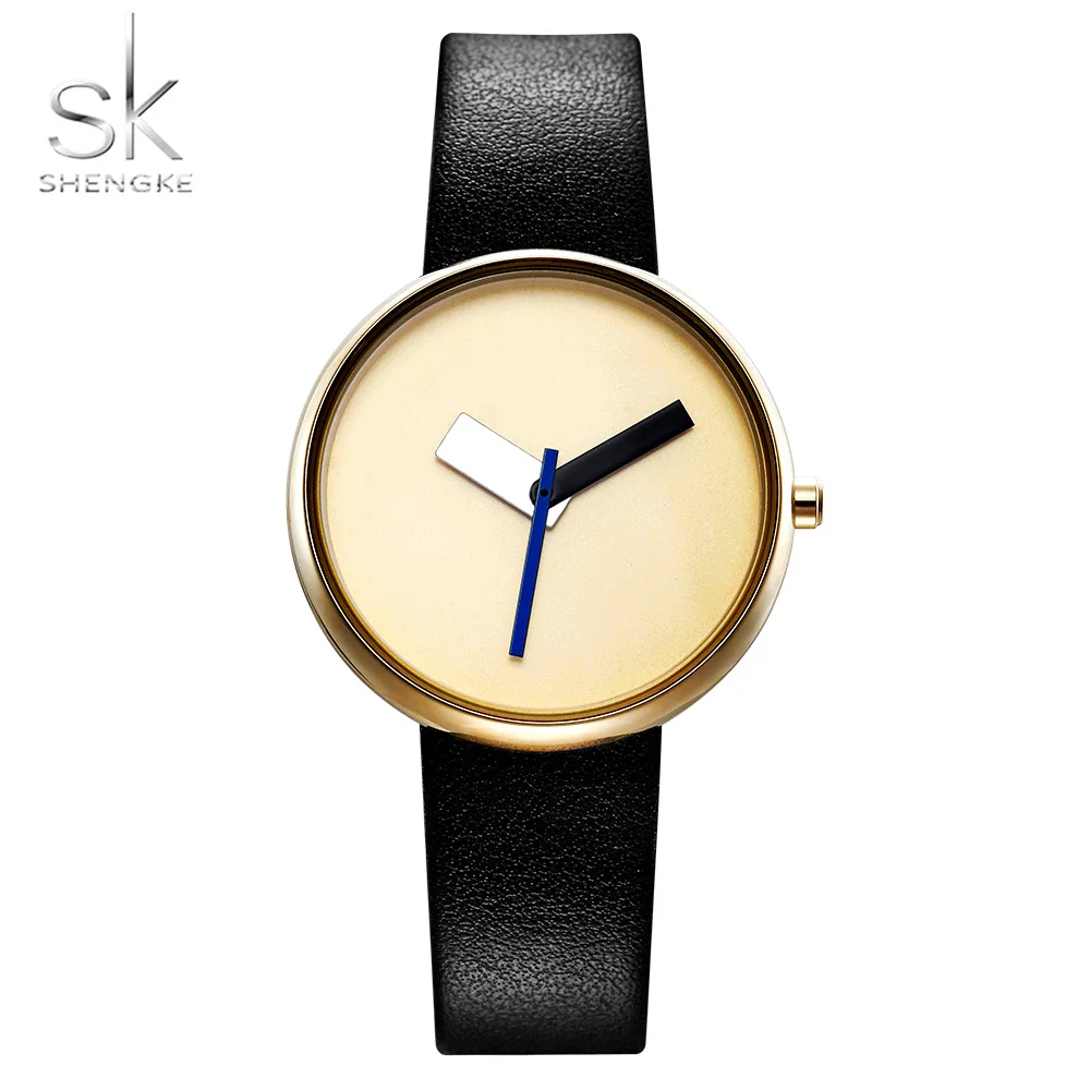 Simple Women Watches ShengKe Brand Minimalism Fashion Leather Quartz Wristwatch for Female Stylish Lady's Waterproof Clock Gift |