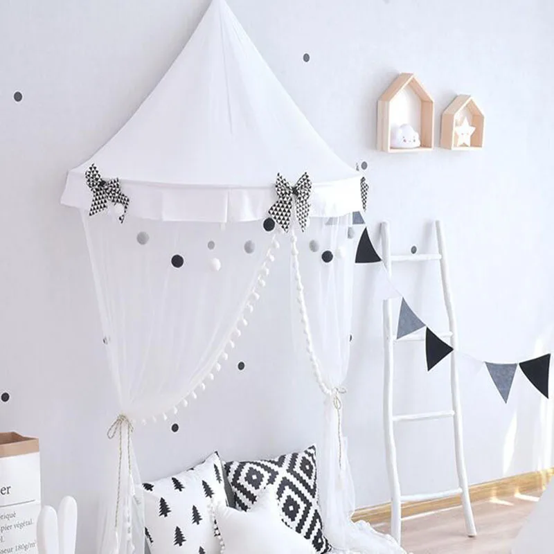 bowknot bedstead Детские палатки для детей игровой домик складной принцесса вигвам Детские балдахин кровати с сеткой детский диван чтение декор для угла - Цвет: bowknot bedstead