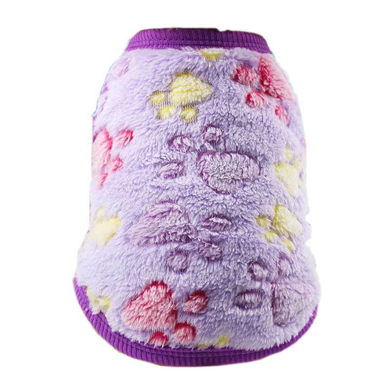 Purple Paw Теплая зимняя одежда для собак, для маленьких собак, чихуахуа, йоркширов, шнауцер, наряд из мягкого флиса для щенков, кошек, кеди, пальто, одежда для домашних собак - Цвет: Purple Paw