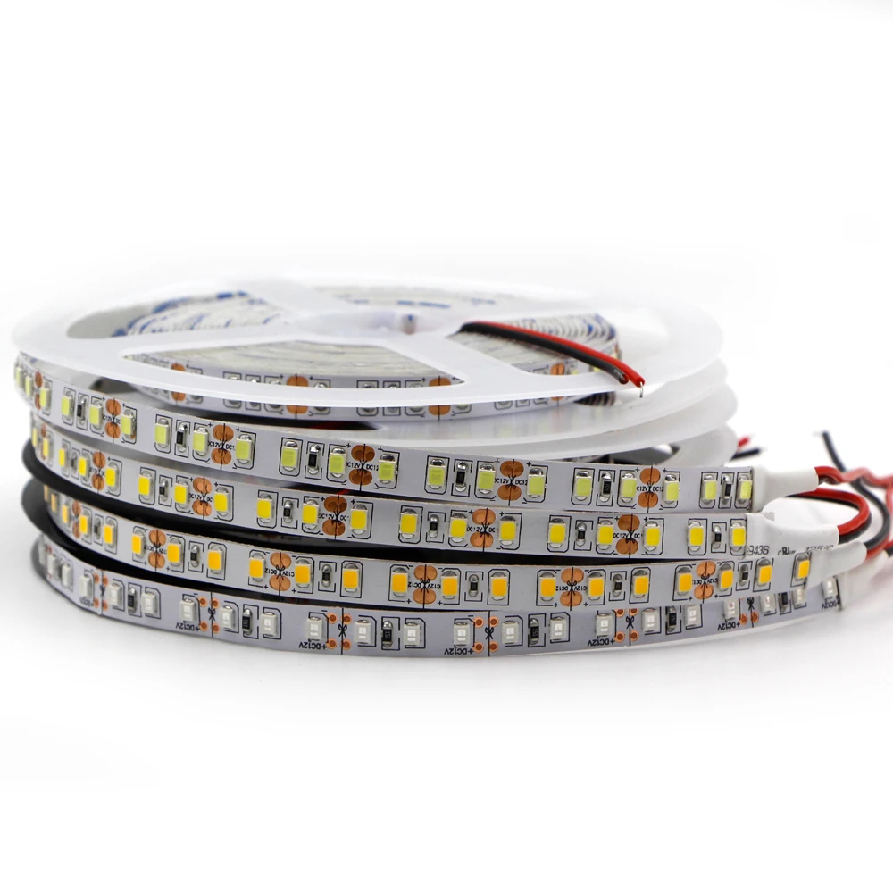 12V светодиодный полосы 2835 SMD 120 светодиодный/м, 5 м 600 светодиодный s Гибкая полоса светильник 120 светодиодный s/м двойной печатной платой ультратонкое естественное освещение CRI> 90 Диодная лента лампа теплый белый