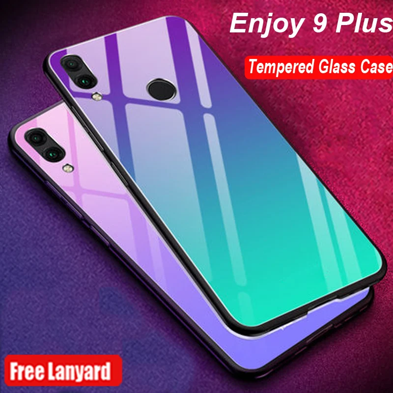 Чехол из закаленного стекла для Huawei Enjoy 9 Plus чехол накладка градиентного цвета