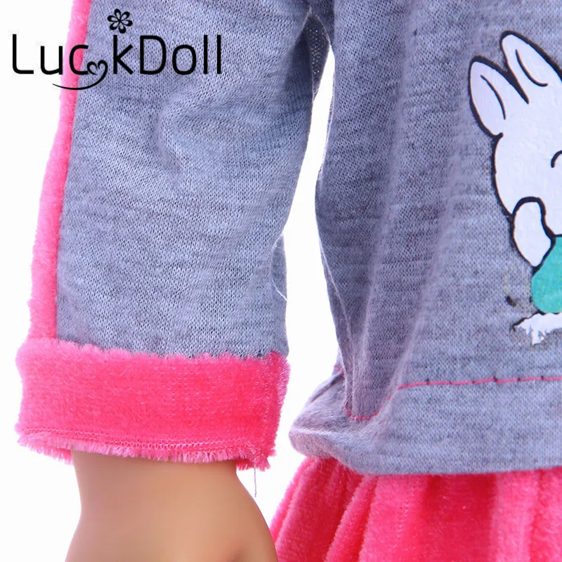Платье LUCKDOLL с милым Кроликом Размер 18 дюймов американская кукла 43 см аксессуары