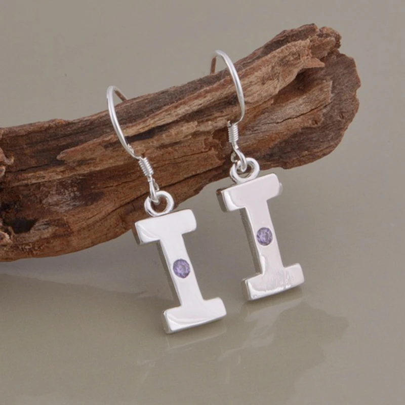 Мода письмо Я высокое качество бесплатная доставка Серебряные Серьги для женщин