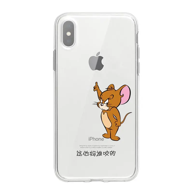 Для iphone6 7 8 x xr xsmax прозрачный окрашенный плоский Мягкий чехол из ТПУ Мультфильм pec