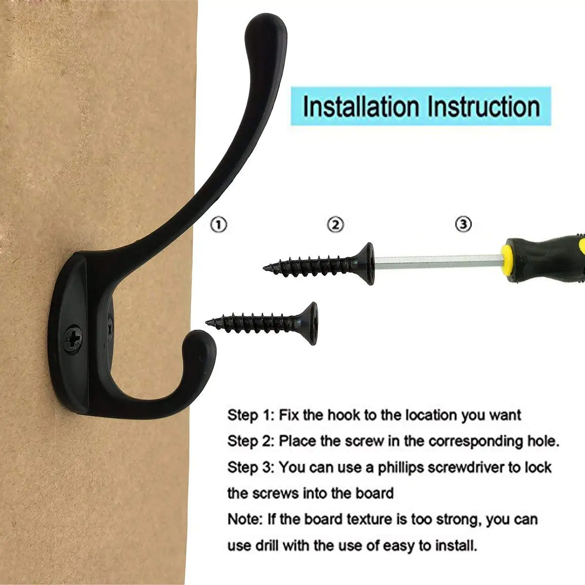 

10 Pack Heavy Duty Dual Coat Hooks Wall Mounted with 30 Screws Retro Double Utility Rustic Hooks for Coat, Scarf, Bag, Towel, Ke