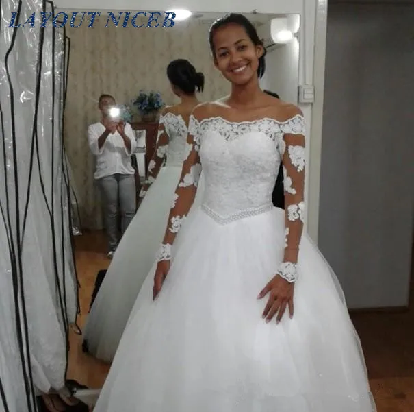 Женское свадебное платье с длинными рукавами и кружевной аппликацией vestido De Noiva