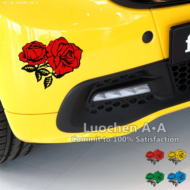 14 см * 12 розовые цветы красочные красивые светоотражающие автомобильные наклейки