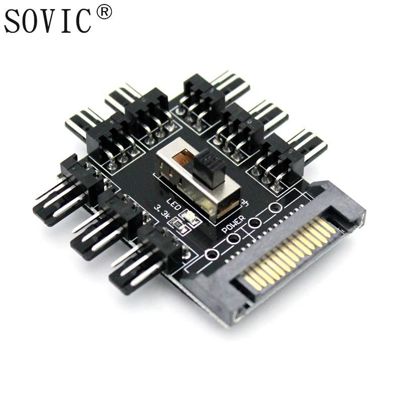 3pin 12V адаптер питания PCB 2 уровня контроля скорости ПК компьютер IDE Molex 1 до 8 Multi Way