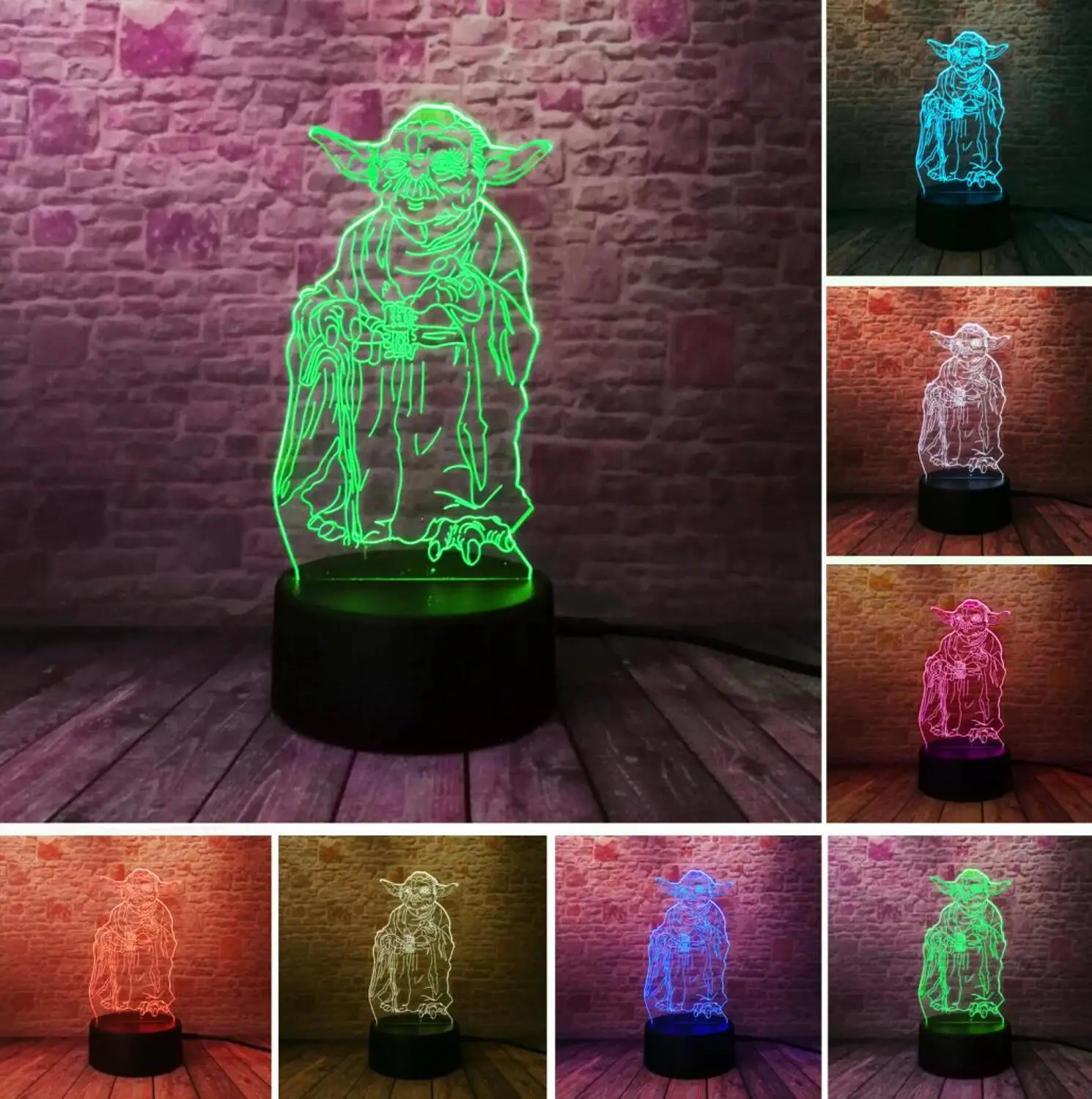 Master Yoda Звездные войны, легенды, новинка, космический корабль, 3D ночник, умный светодиодный светильник, 7 цветов, для мальчиков, декор стола в комнате, детская Рождественская игрушка, подарки - Испускаемый цвет: Master Yoda