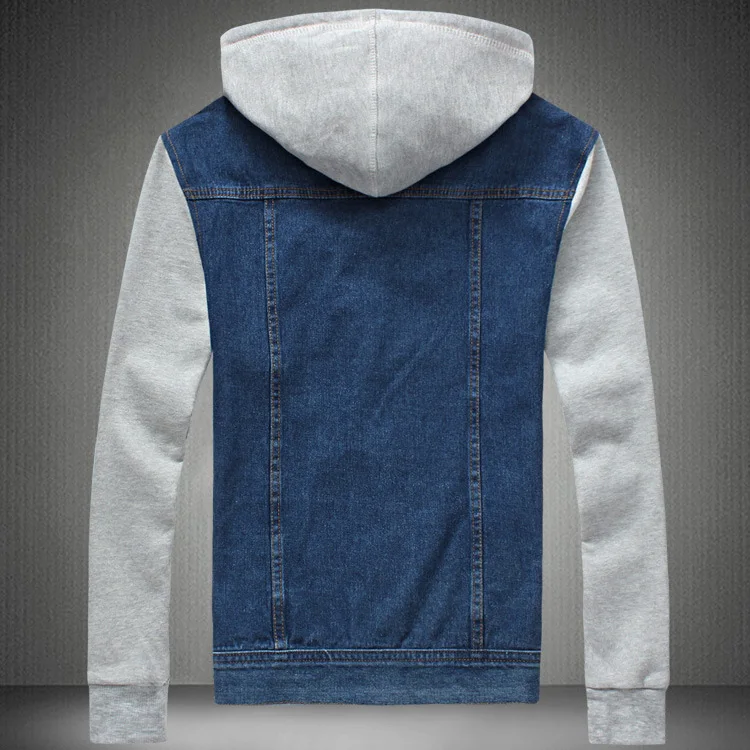 Мужская Повседневная джинсовая куртка со съемной шапкой мужские весенние