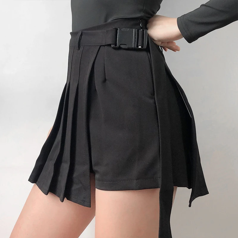 Женская мини-юбка с запахом в клетку с роговой пряжкой Preppy Stylr mini Skort