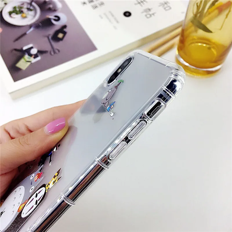 Милый мягкий прозрачный чехол для телефона с рисунком Тоторо из мультфильма